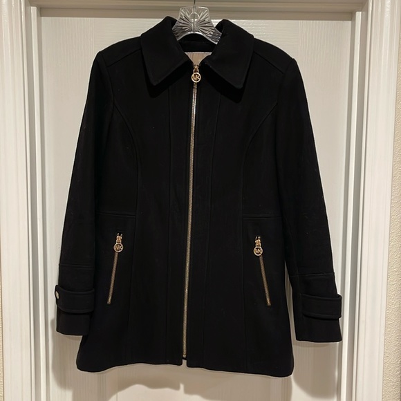 Michael Kors Black Wool Coat Jacket Size 6 - Picture 2 of 11